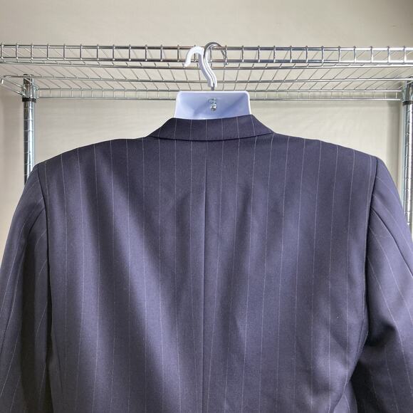 Holland & Sherry Navy Blue Pinstripe Blazer Est. Size 40 Preppy Old Money Career - Picture 11 of 12